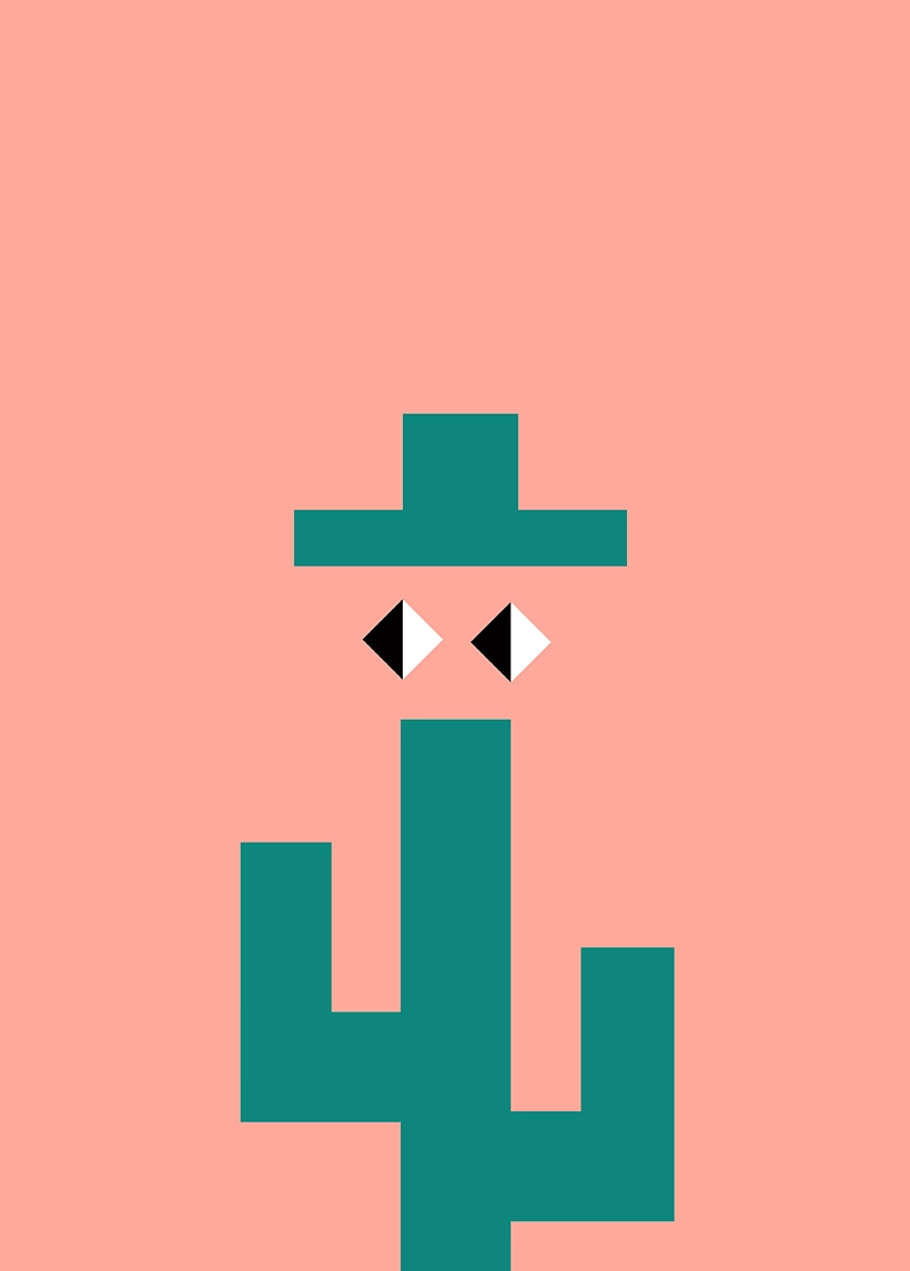 Alter Kaktus mit zwei Augen und Hut